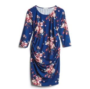Blue and floral maternity dress